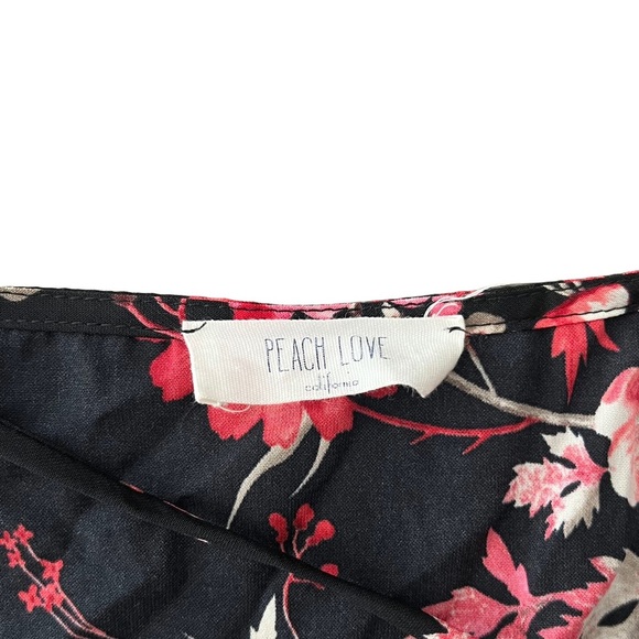 Peach Love California Black Top with Red and Cream Florals - Picture 3 of 3